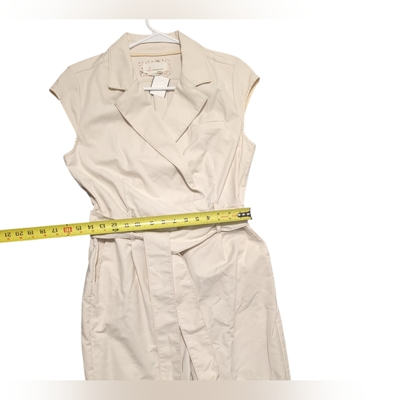 Anthropologie Beige Tie Waist Cap Sleeve Jumpsuit Women's Size 8 - Picture 6 of 12